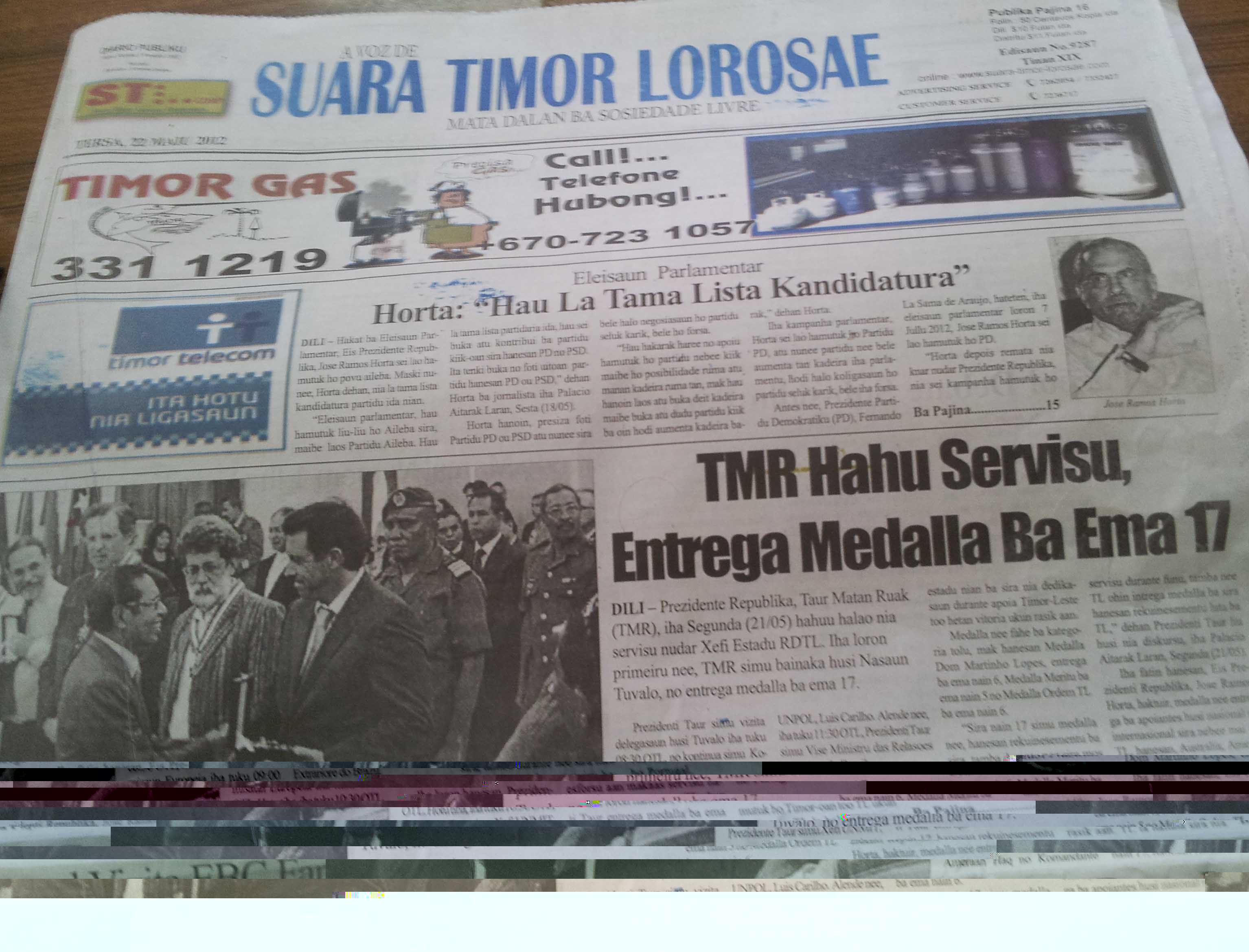 Headline and picture in in local newspaper. All photos by ETAN.