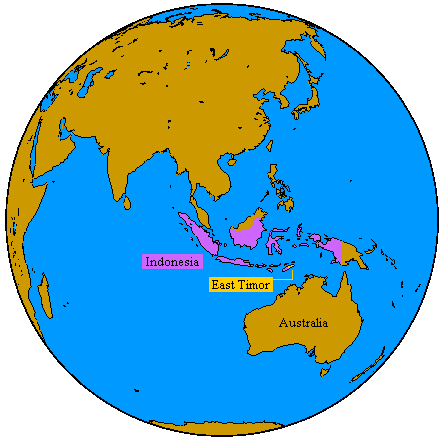 View of the world showing East Timor